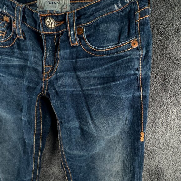 Big Star Liv Denim Jeans 27R USA Made Women Blue Pants Embroidered Western - Picture 3 of 16